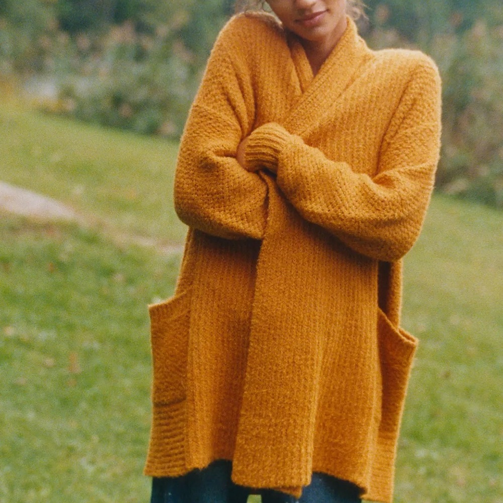 Anthropologie Sleeping on Snow Mustard Cardigan - size M